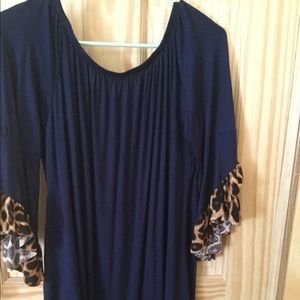 Navy and Leopard tunic size large